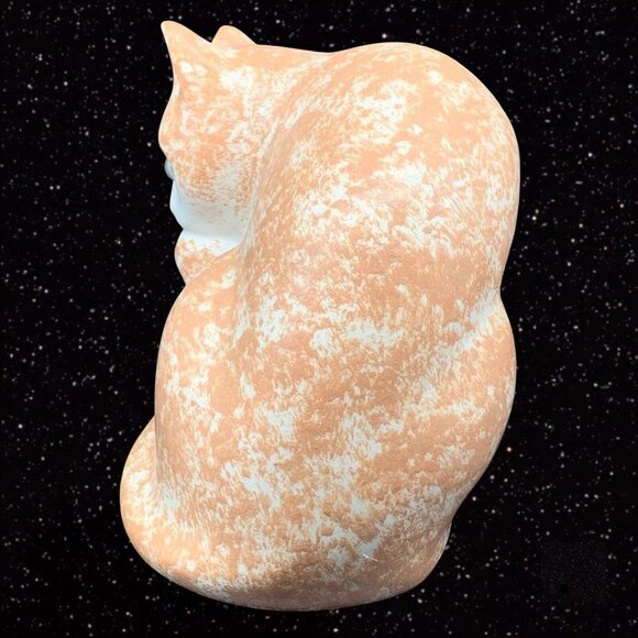 Vintage ELPA Alcobaca Orange White Cat Handpainted Ceramic Green Eye 6”T 7”W - Picture 5 of 8